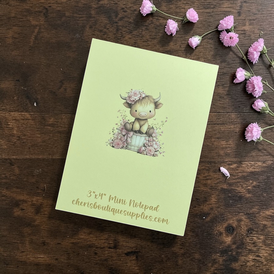 Baby Highland Cow Mini Notepad – Cute Cow Memo Pad