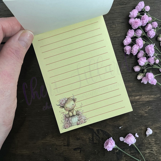 Baby Highland Cow Mini Notepad – Cute Cow Memo Pad