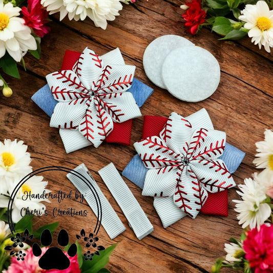 Baseball Hair Bow Kit - DIY Flower Bow Kit