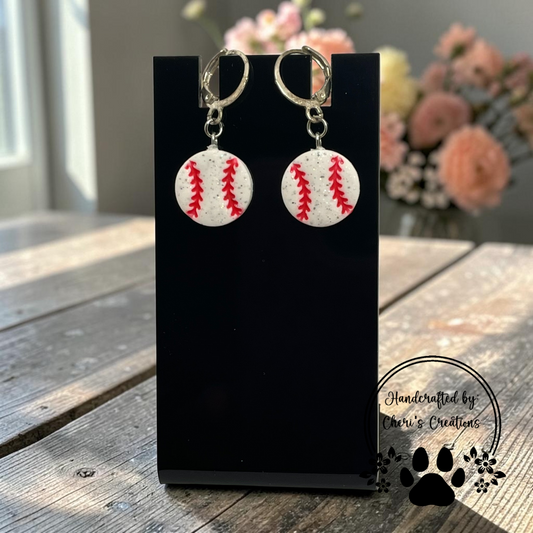 Baseball Earrings - Handmade Polymer Clay Dangle Earrings