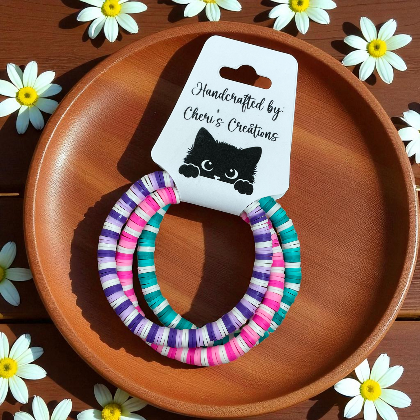Beach Vibes Heishi Bead Bracelet Set – Handmade Stretch Bracelets