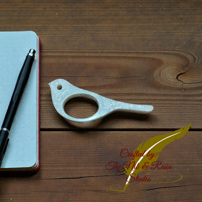 Page Holder - Silver White Mica Bird Thumb Holder
