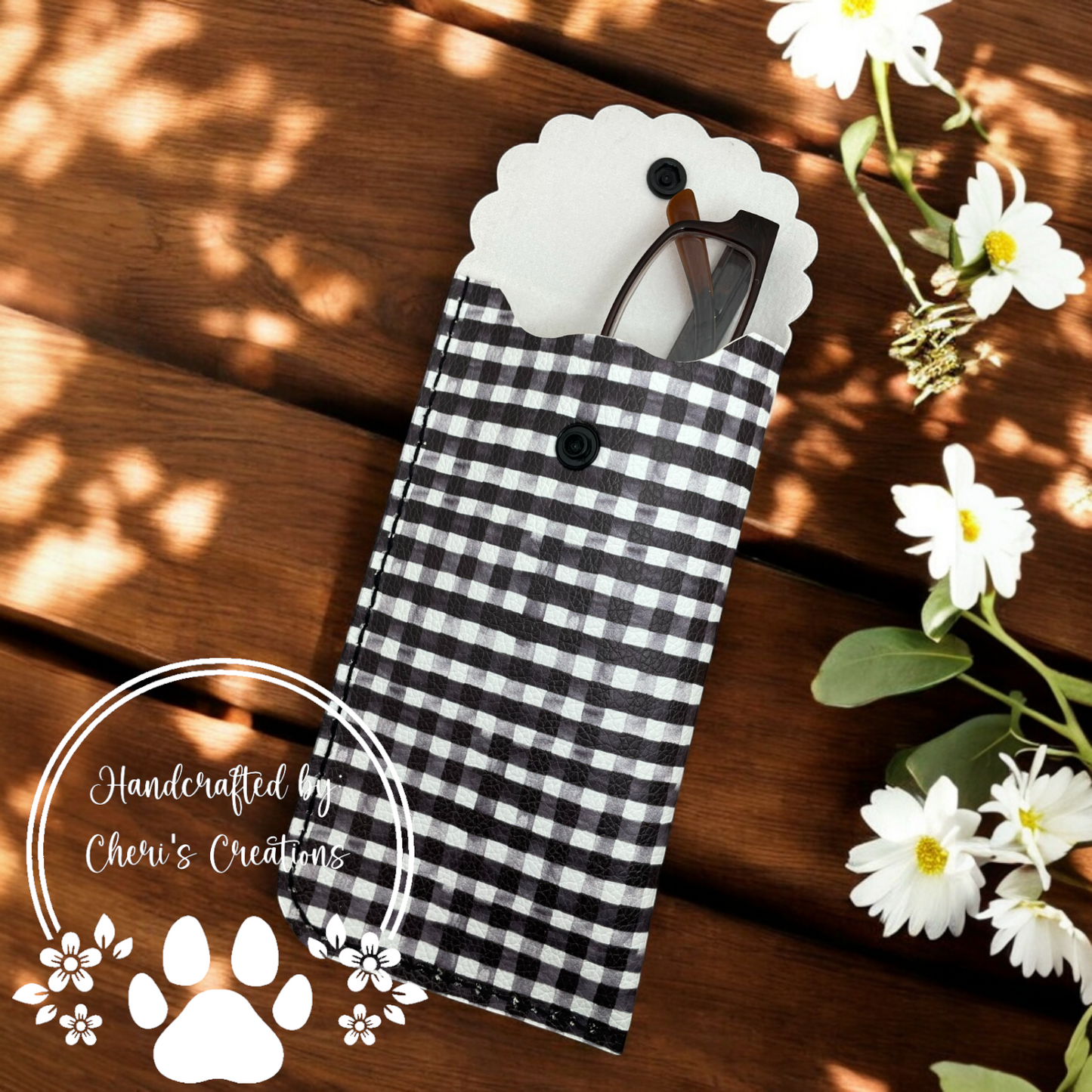 Black Checkered Plaid Eyeglass Case