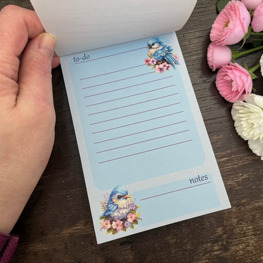 Bluebird Notepad – Cute Bird Memo Pad | Handmade Stationery