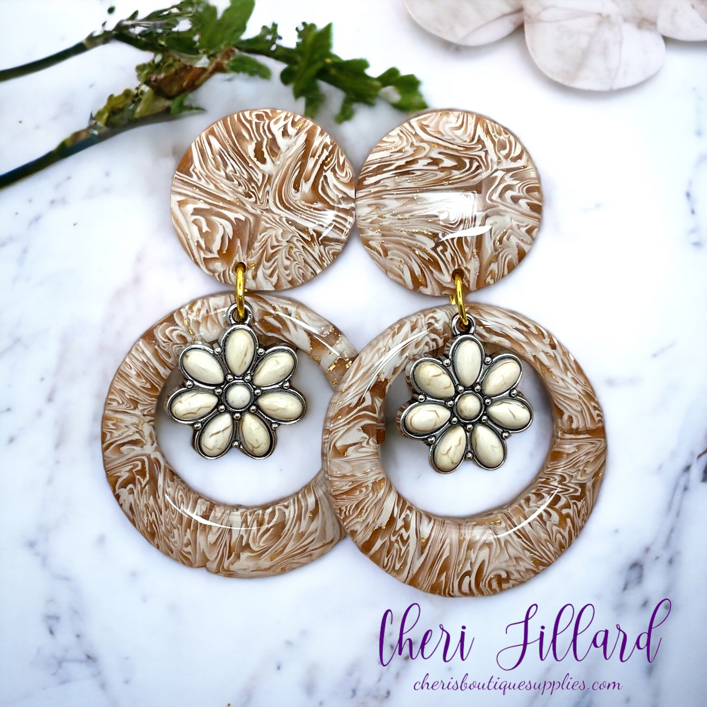 Faux Wood Grain Boho Style Polymer Clay Earrings