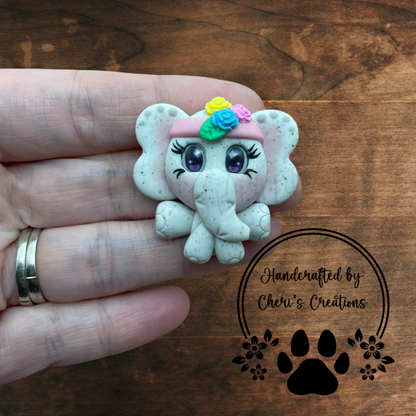 Boho Elephant Bow Center – Handmade Polymer Clay Embellishment