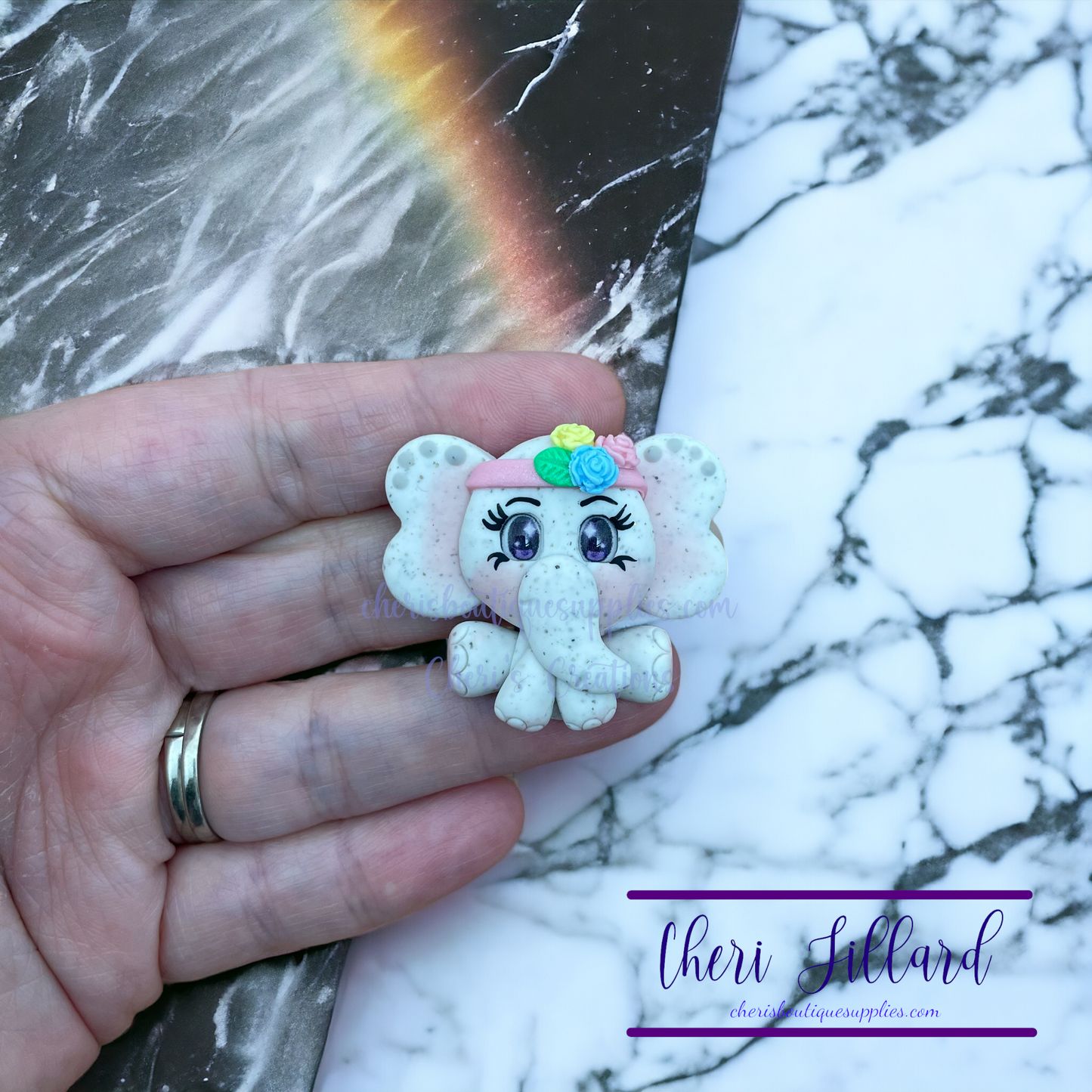 Boho Elephant Polymer Clay Embellishment