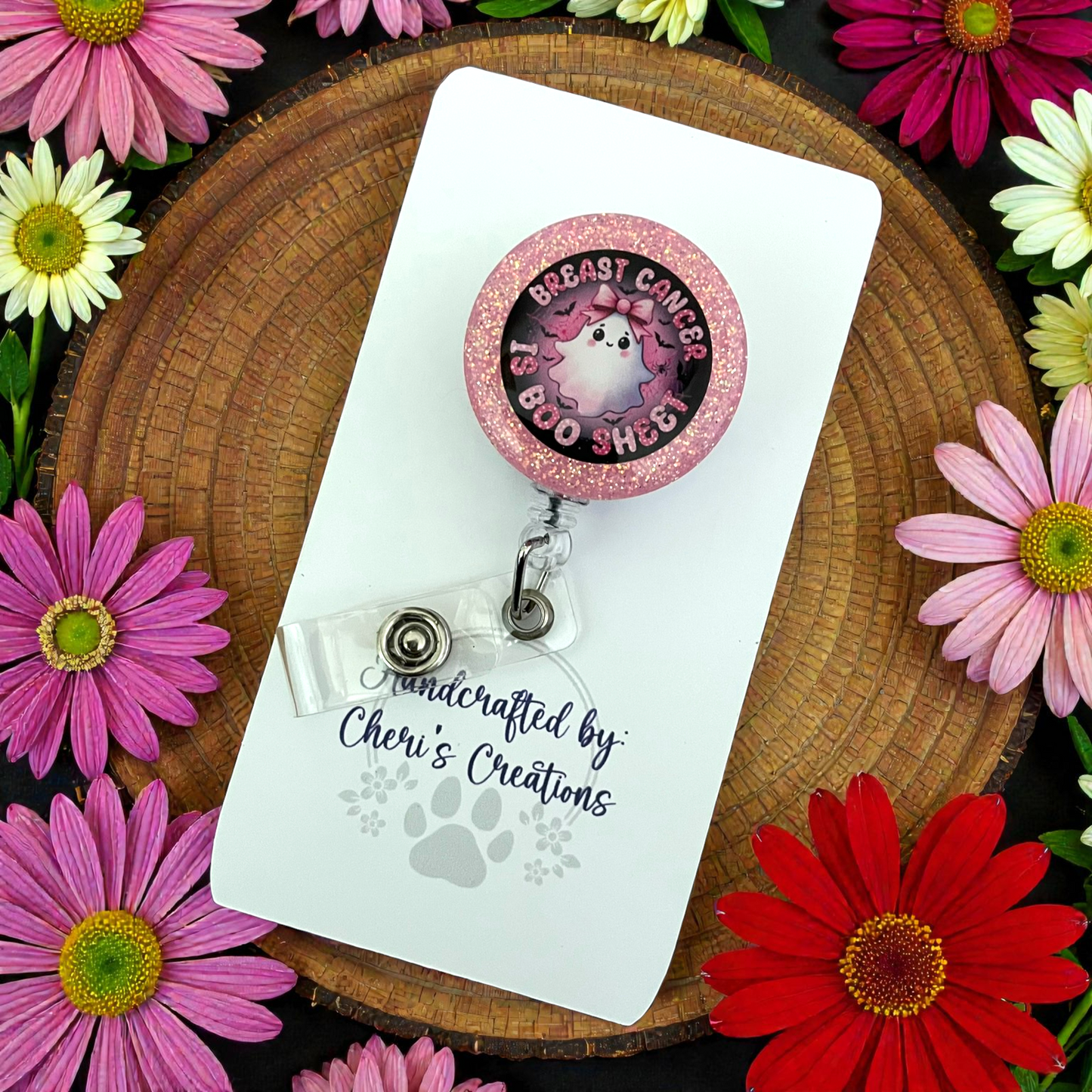 Badge Reel - Breast Cancer is Boo Sheet ID Holder