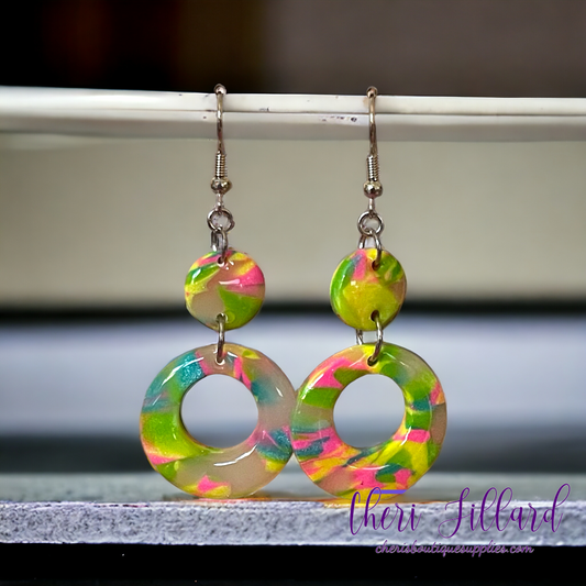 Bright Marble Geometric Circle Polymer Clay Earrings