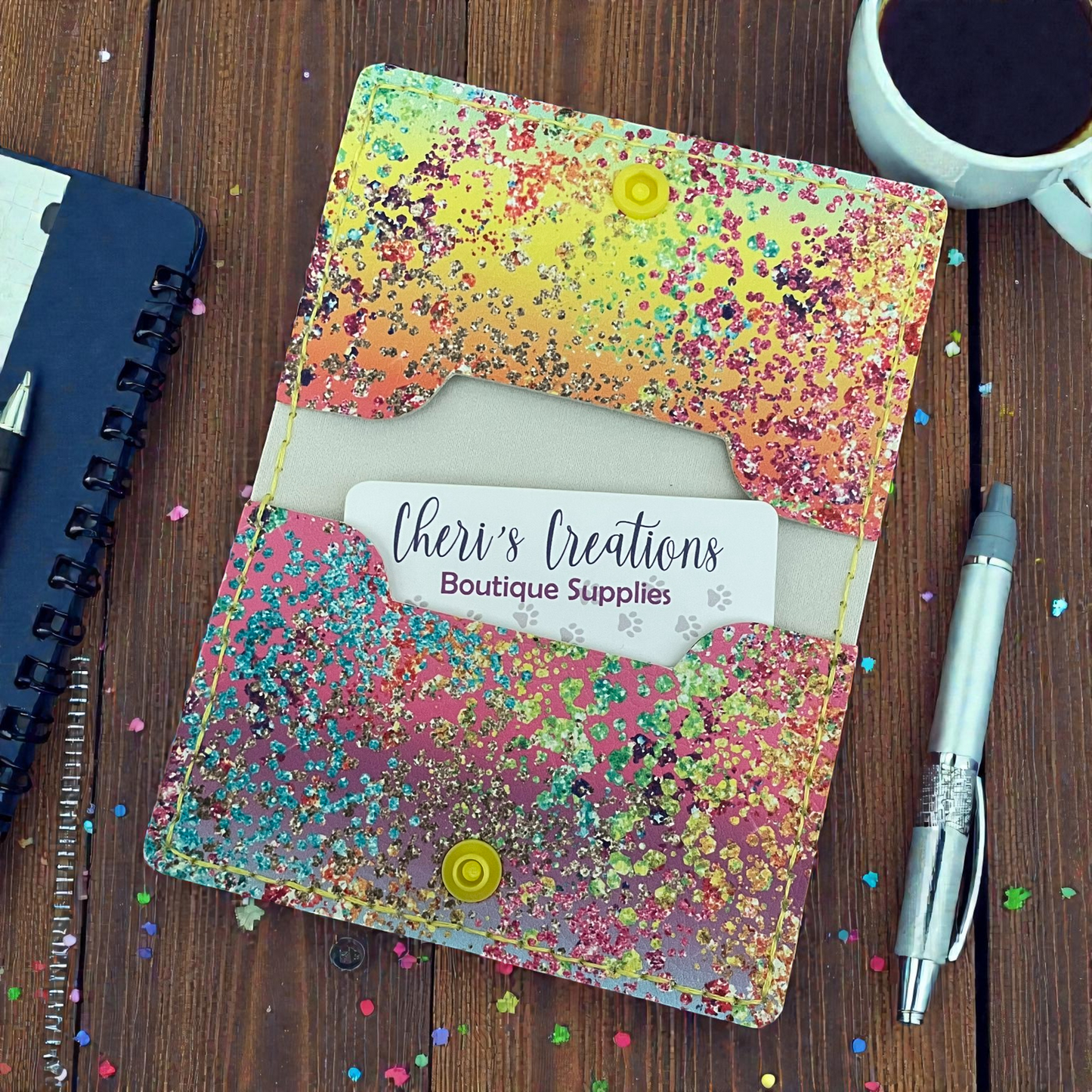 Card Wallet - Bright Paint Splatter Slim Pocket Wallet