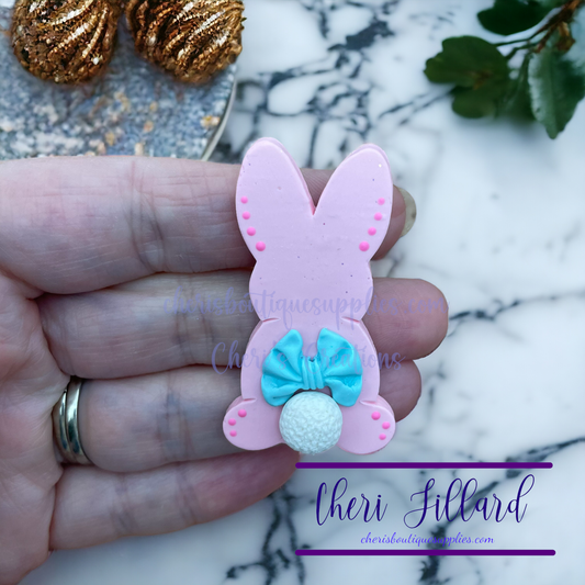 Pink Bunny Butt Polymer Clay Embellishment