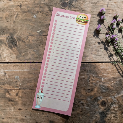 Burgers & Milkshakes Shopping List Notepad