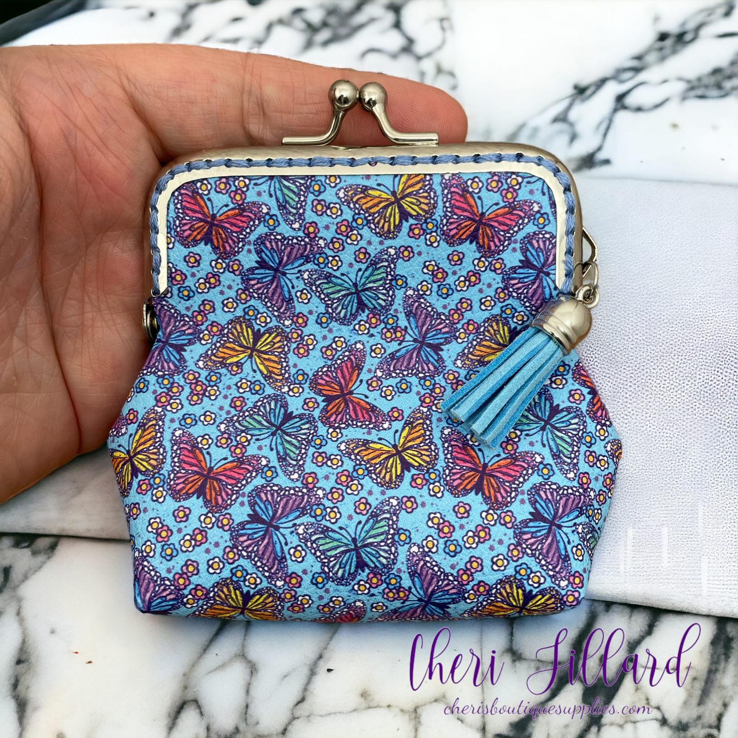 Butterflies on Blue Coin Purse