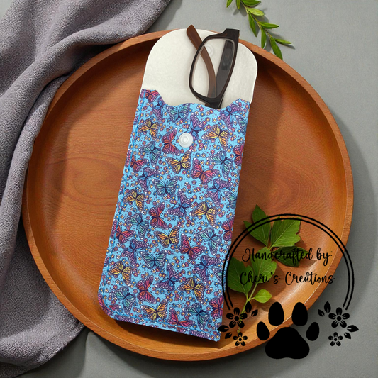 Glasses Case - Butterflies on Blue Case for Glasses