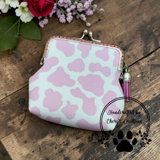 Pink Cow Spots Coin Purse