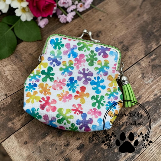 Rainbow Paint Splatter Coin Purse