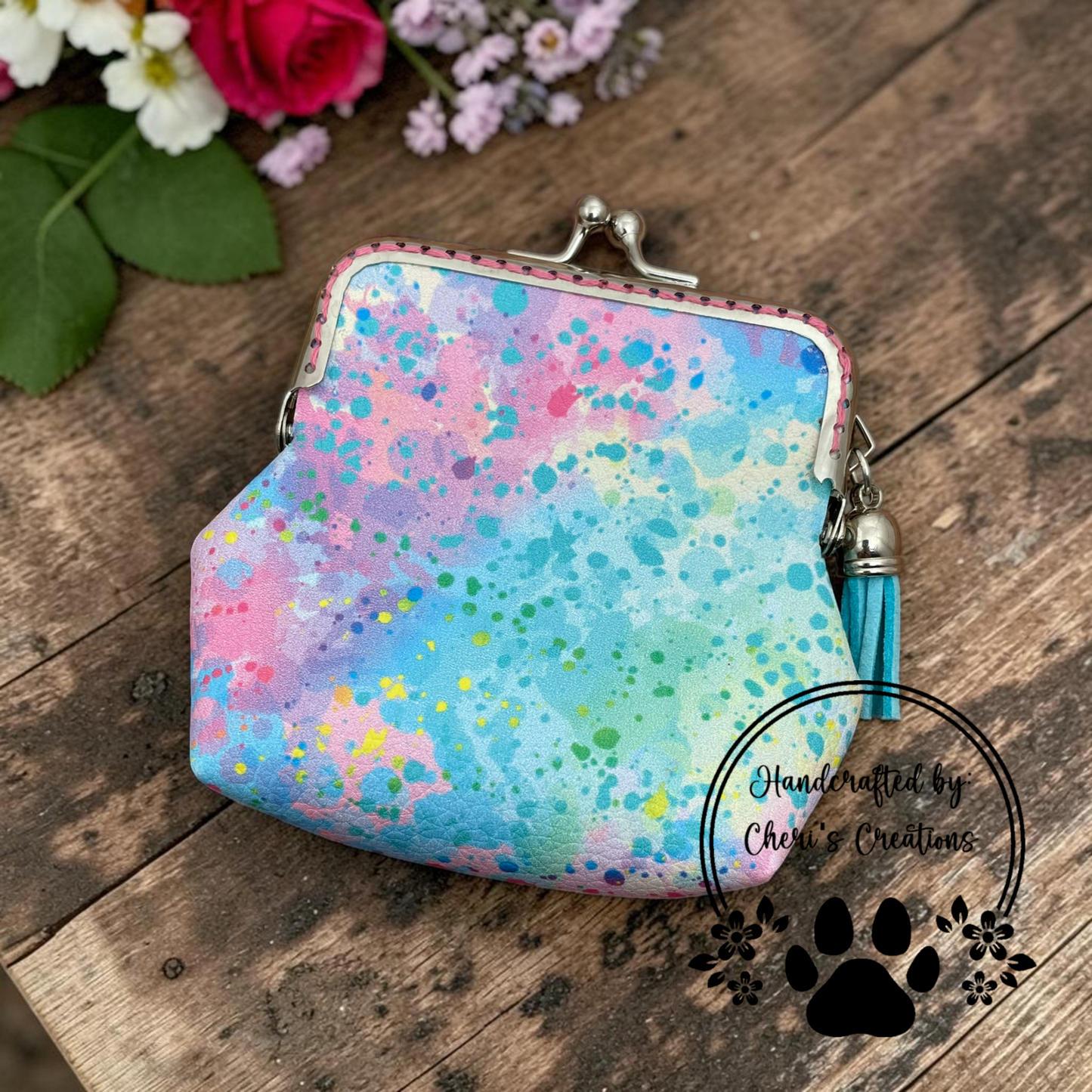 Pastel Paint Splatter Coin Purse