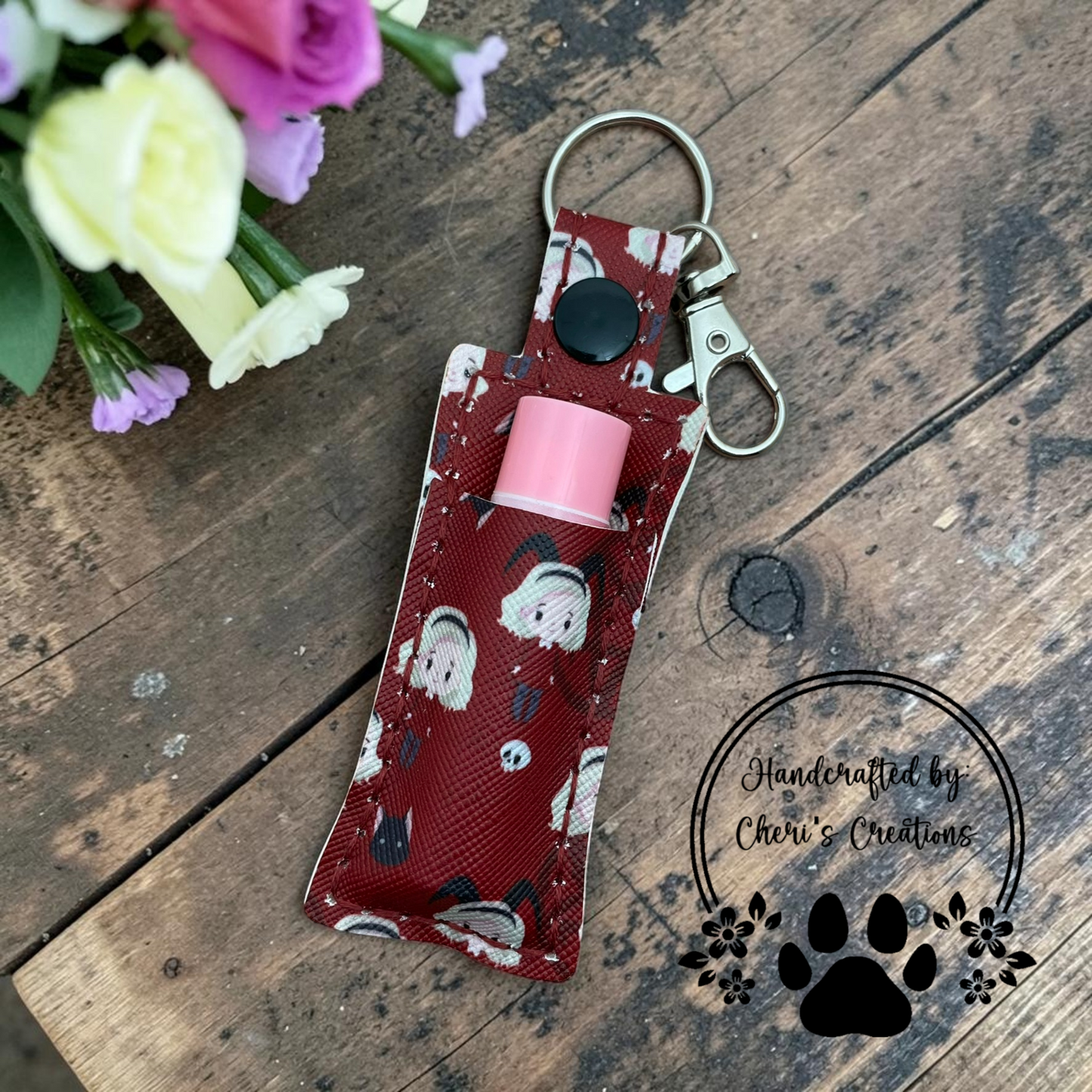 Black Cat & Magic Chapstick Holder Keychain – Lip Balm Holder