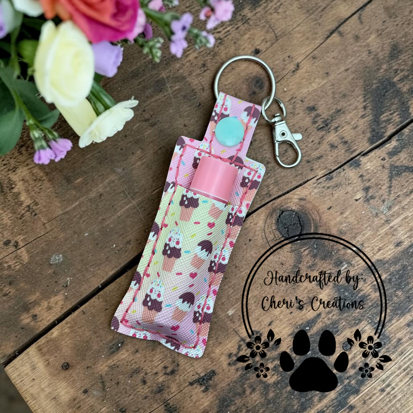 Ice Cream Cone Chapstick Holder Keychain – Lip Balm Holder