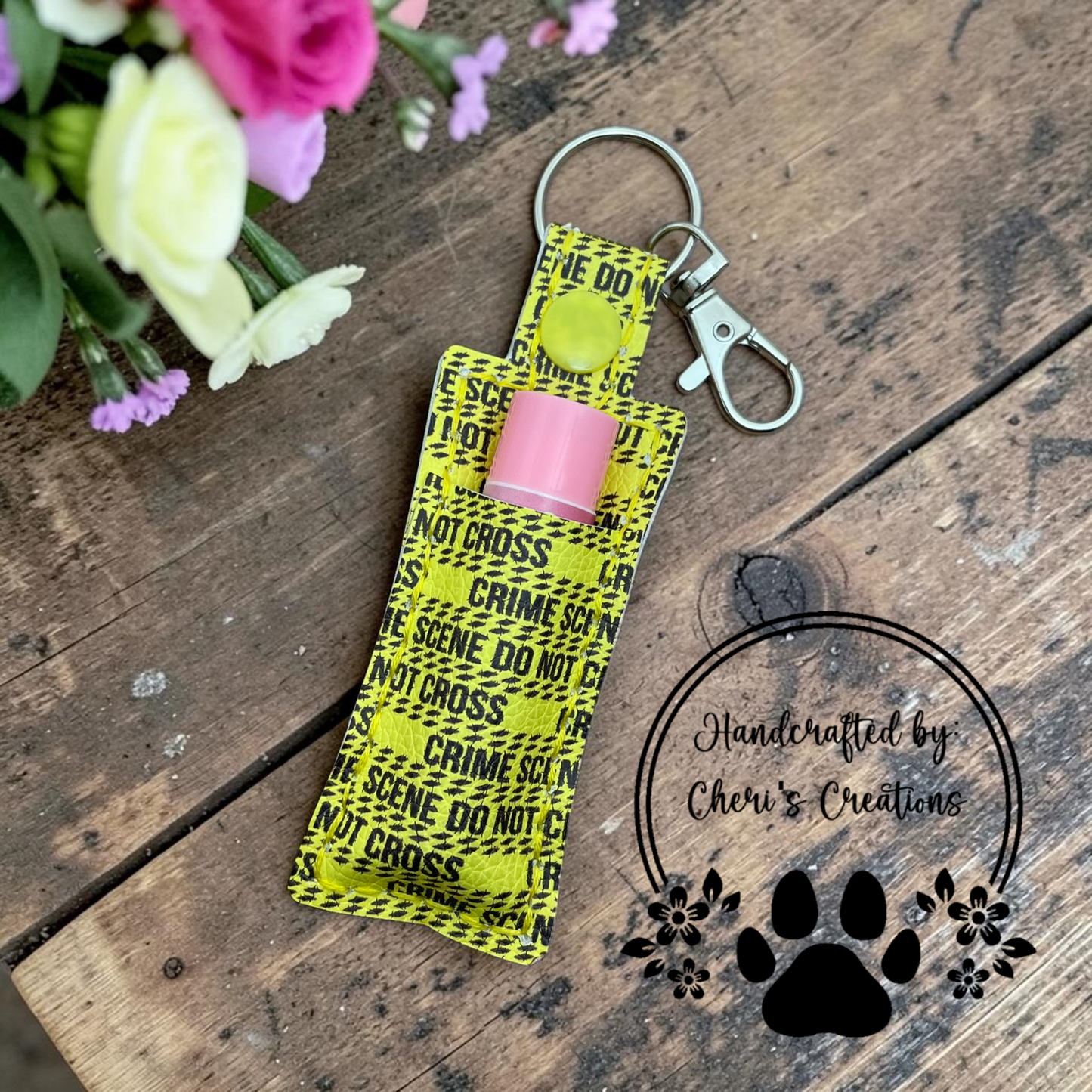 Crime Scene Tape Chapstick Holder Keychain – Lip Balm Holder