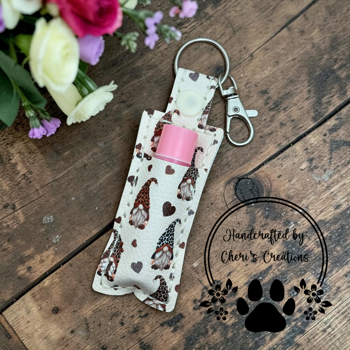 Cheetah Gnomes Chapstick Holder Keychain – Lip Balm Holder