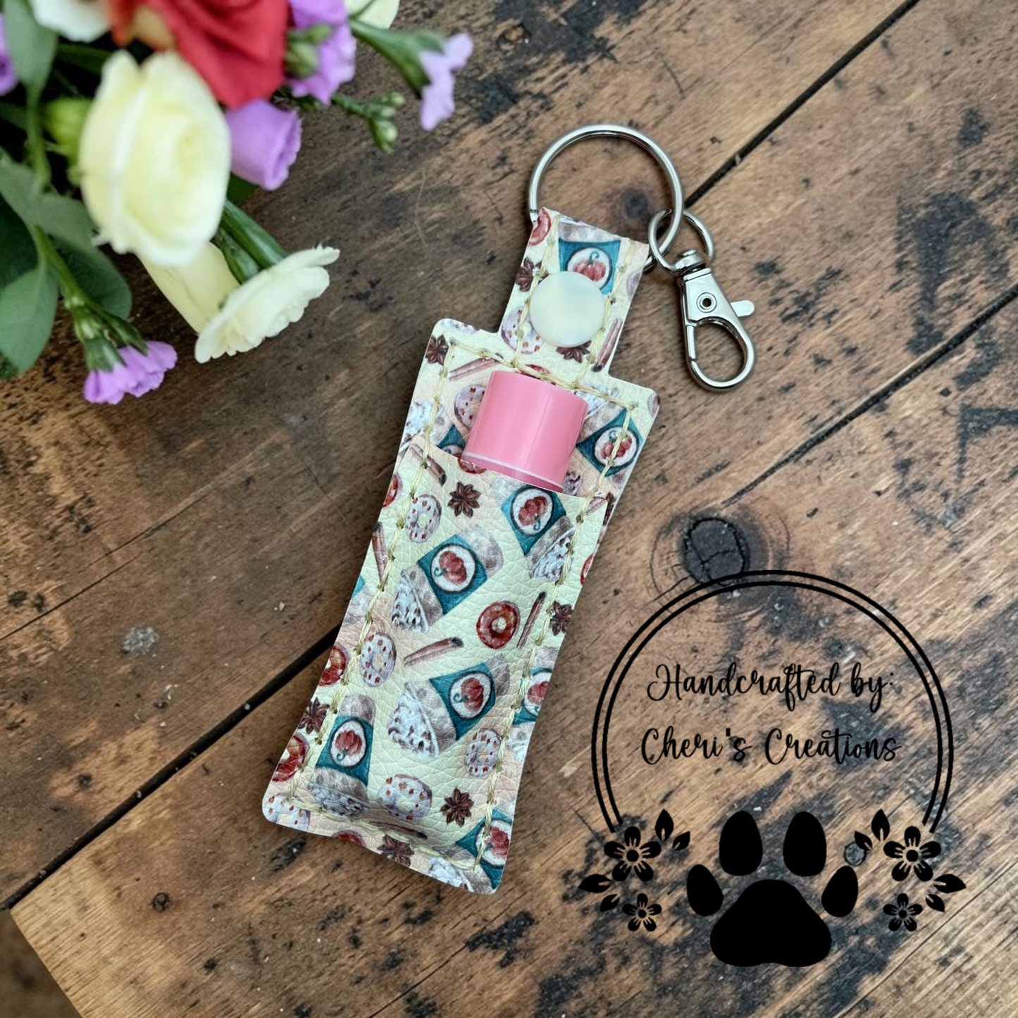 Pumpkin Spice Latte Chapstick Holder Keychain – Lip Balm Holder