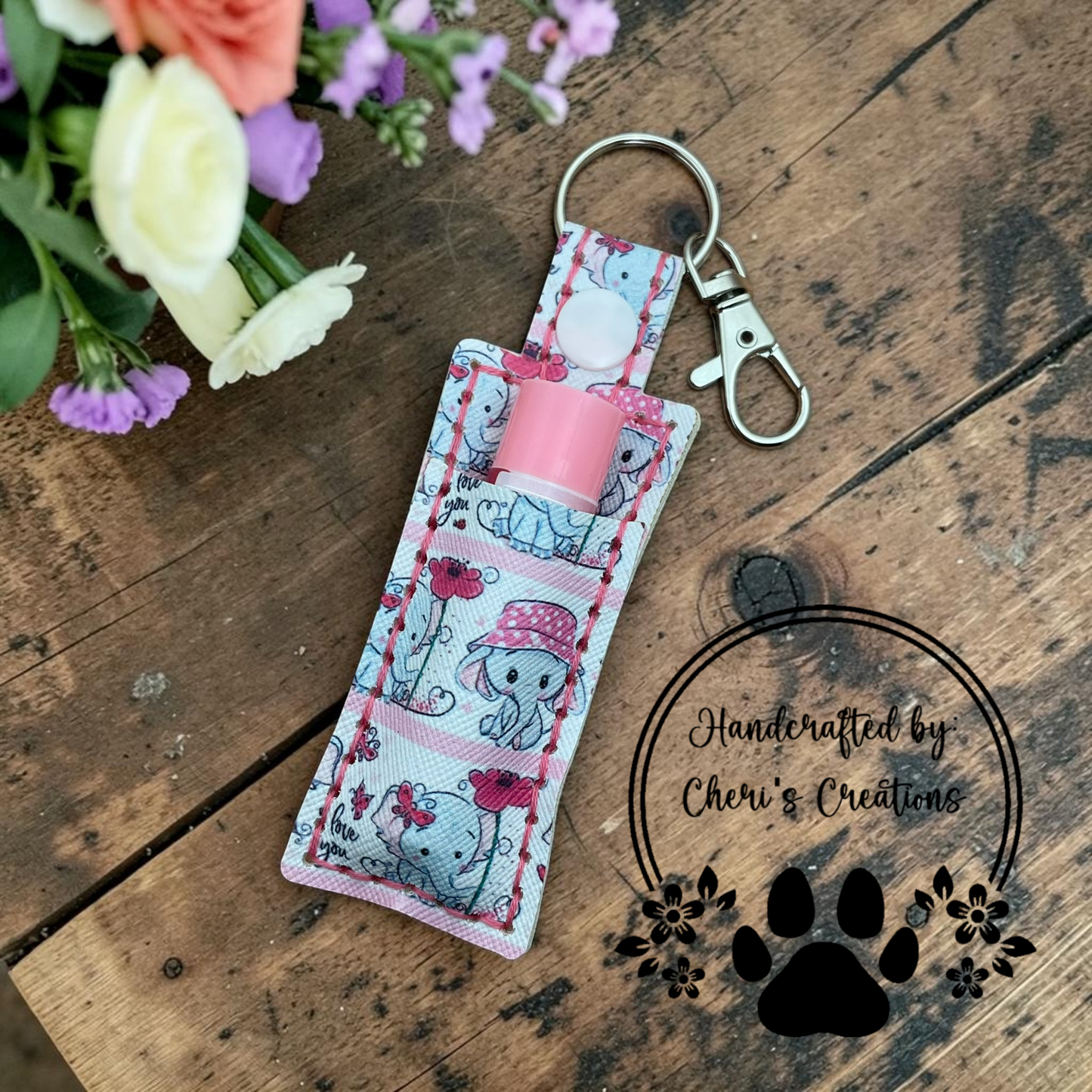Baby Elephants Chapstick Holder Keychain – Lip Balm Holder