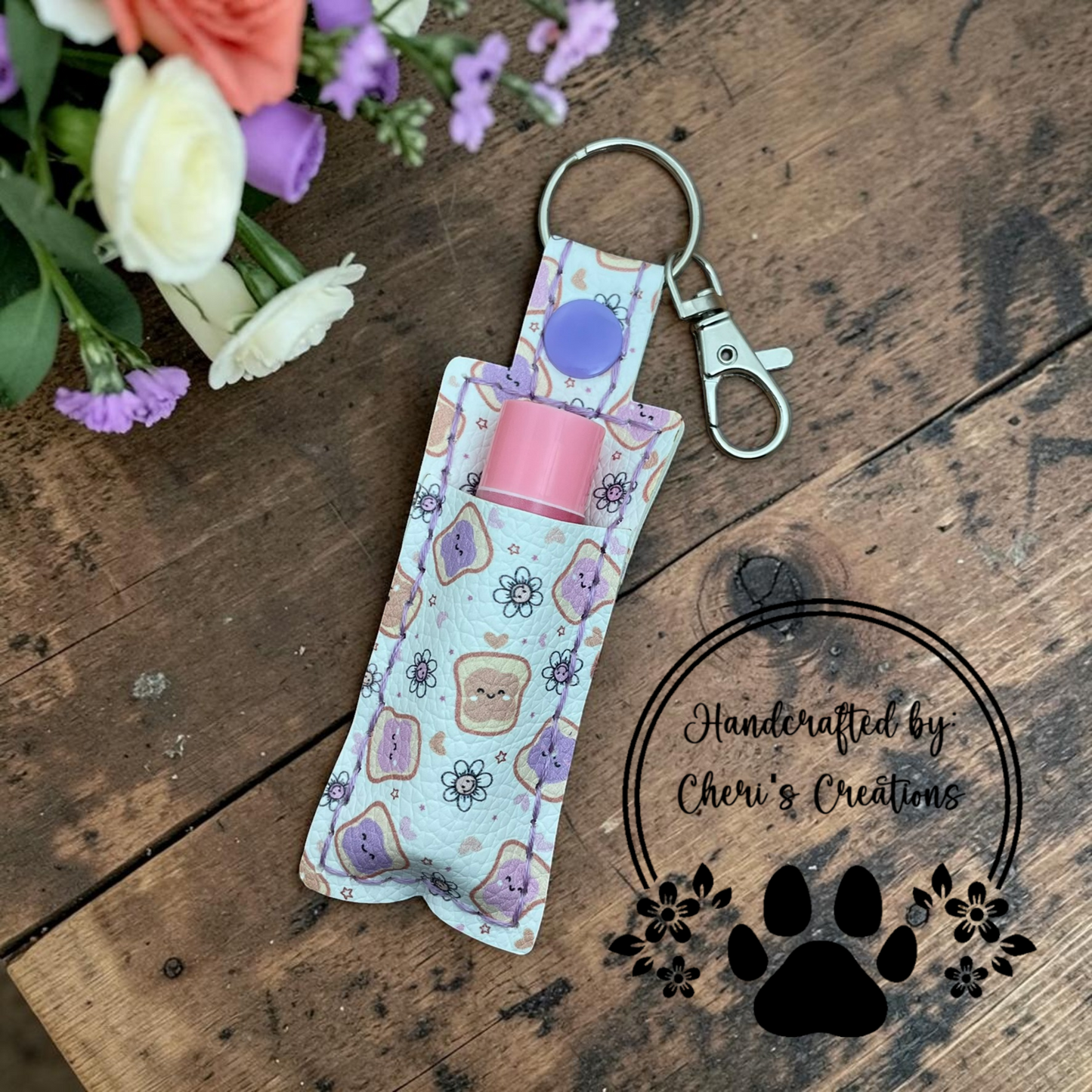 Peanut Butter & Jelly Chapstick Holder Keychain – Lip Balm Holder