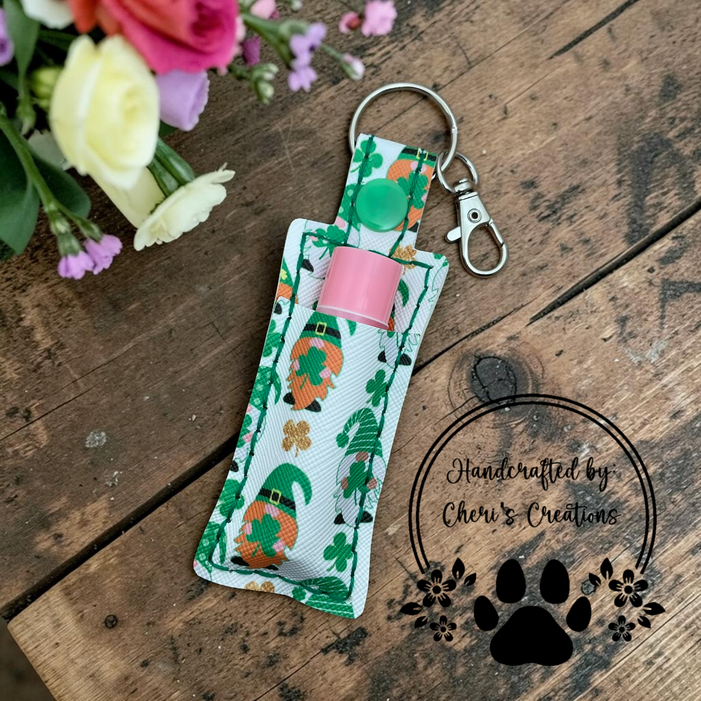 Clover Gnomes Chapstick Holder Keychain – Lip Balm Holder