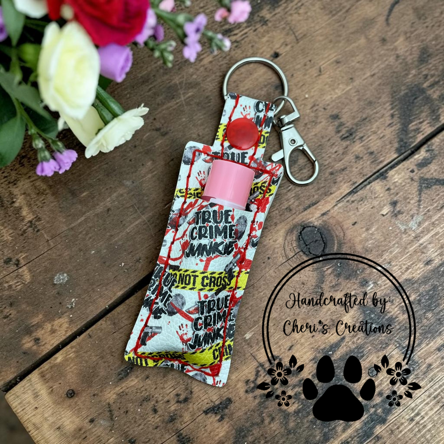Crime Scene Junkie Chapstick Holder Keychain – Lip Balm Holder