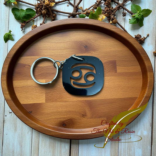 Zodiac Sign Keychain: Cancer - Black