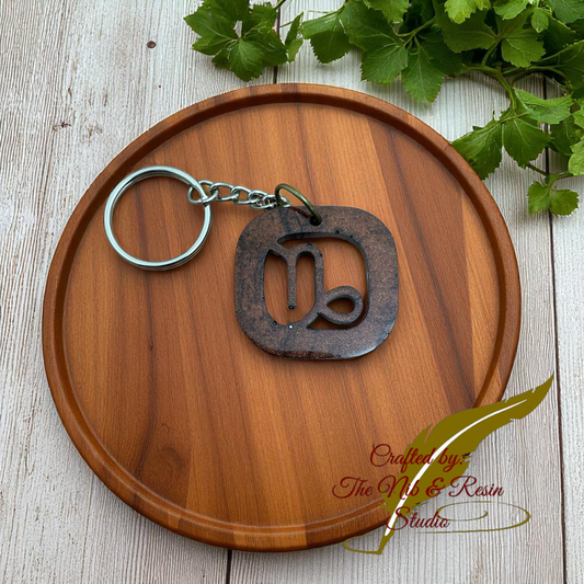 Zodiac Sign Keychain: Capricorn - Coffee (Brown)