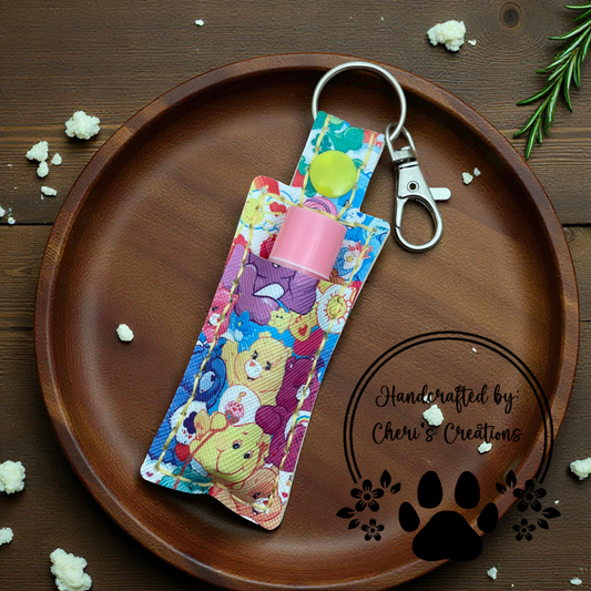 Chapstick Keychain - Caring Bears Lip Balm Holder