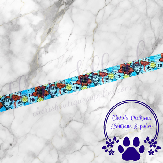 Whimsical Red & Blue Hat Stripe Grosgrain Ribbon – 5/8" & 7/8" | Story-Inspired Craft Ribbon for Bows & DIY