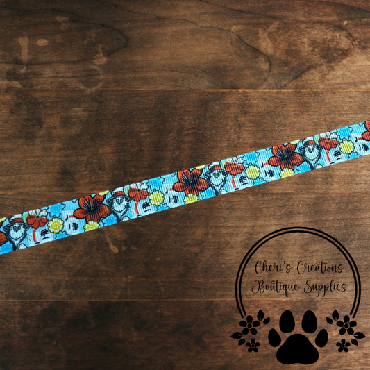 Whimsical Red & Blue Hat Stripe Grosgrain Ribbon – 5/8" & 7/8" | Story-Inspired Craft Ribbon for Bows & DIY