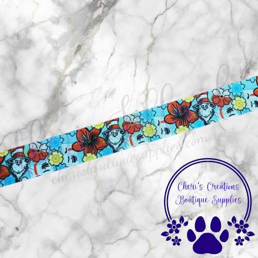 Whimsical Red & Blue Hat Stripe Grosgrain Ribbon – 5/8" & 7/8" | Story-Inspired Craft Ribbon for Bows & DIY