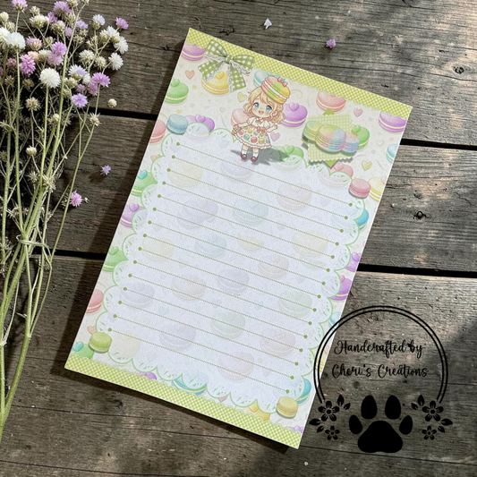 Chibi Macaroon Notepad – Cute Dessert Memo Pad