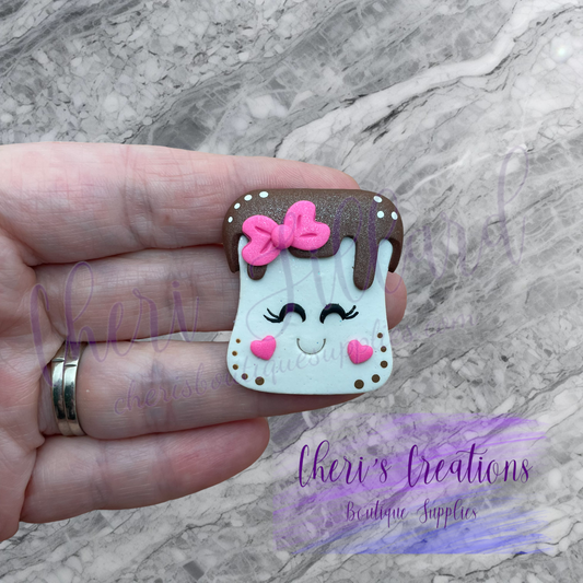 Chocolate Covered Marshmallow Polymer Clay Embellishment