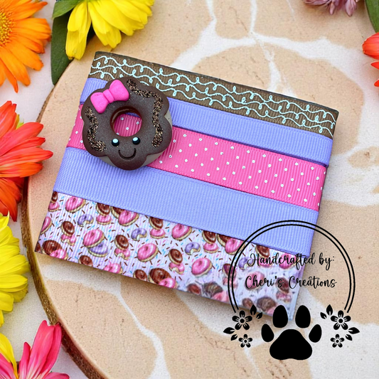 DIY Chocolate Donut Clay & Ribbon Kit – Handmade Polymer Clay Donut for Bow Making, Crafting & DIY Accessories