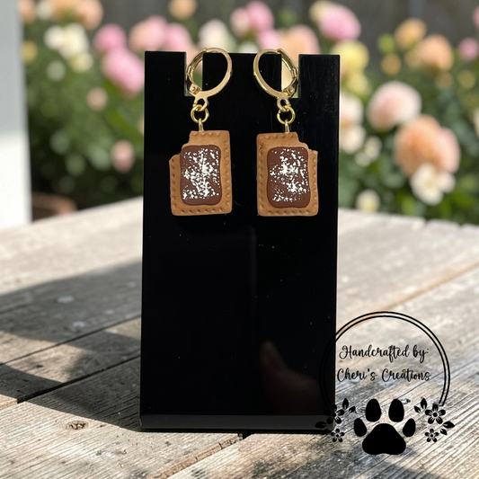 Mini Fudge Toaster Pastry Earrings - Handmade Polymer Clay Dangle Earrings