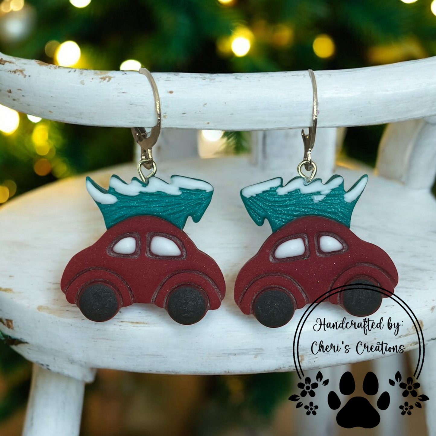 Christmas Car Polymer Clay Dangle Earrings