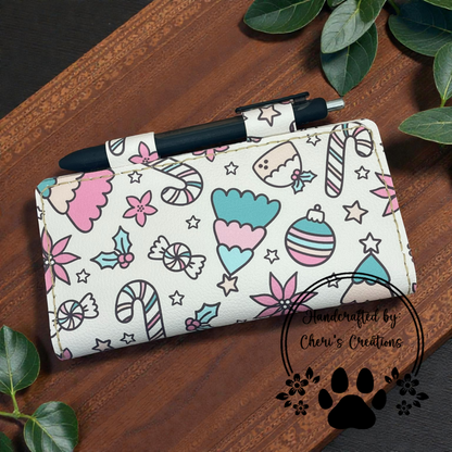 Christmas Decor & Sweets Faux Leather Checkbook Holder