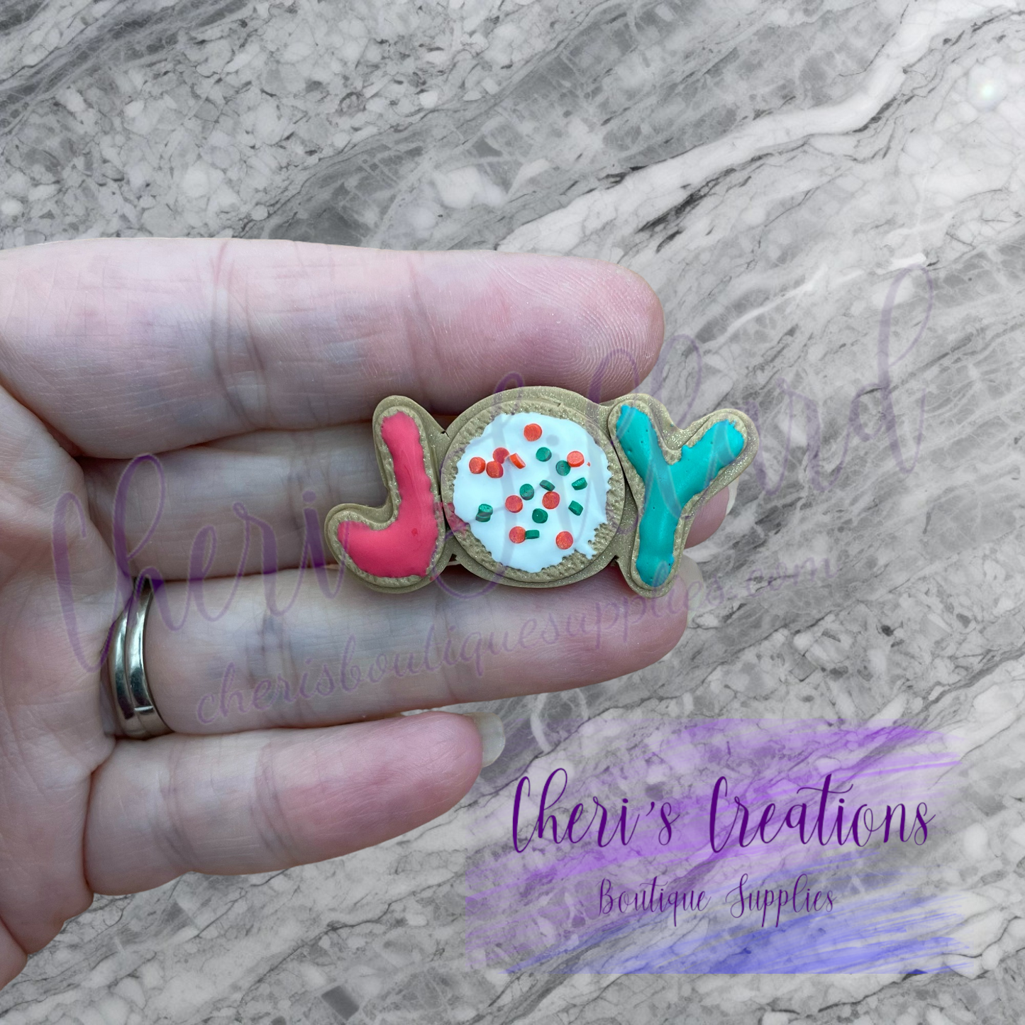 Christmas JOY Cookie Polymer Clay Embellishment