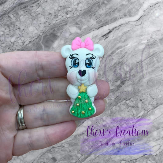 Christmas Polar Bear Polymer Clay Embellishment