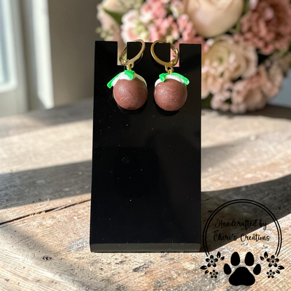 Christmas Pudding Dangles - Handmade Polymer Clay Earrings