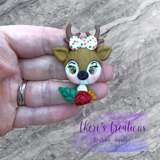 Winter Reindeer Polymer Clay Embellishment