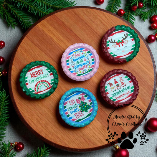 Christmas Reindeer & Lights Bottle Cap Set