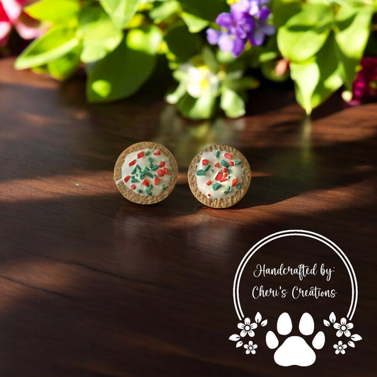 Christmas Cookie Polymer Clay Stud Earrings