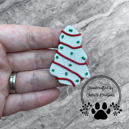 Christmas Tree Cake Bow Center – Handmade Polymer Clay Embellishment