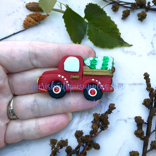 Christmas Tree Truck Polymer Clay Embellishment